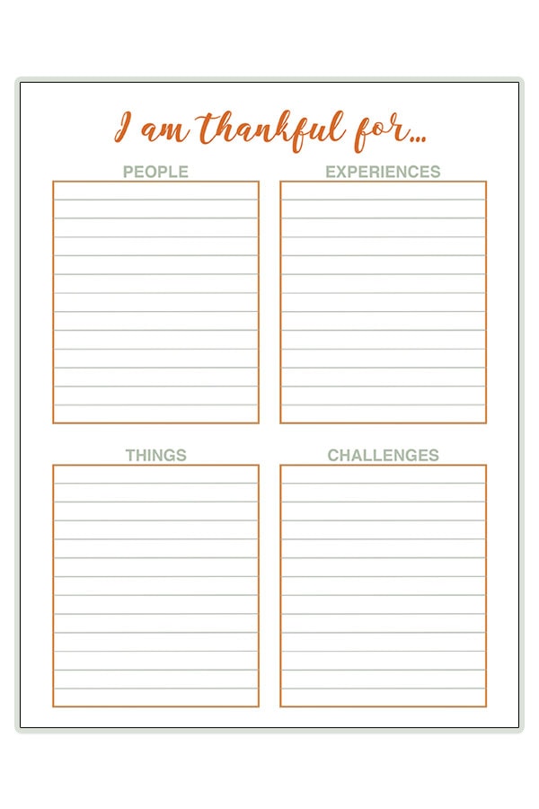 FREE Gratitude Planner Trackers. It's the time of year to think about all we have to be grateful for. Make it easy with this free gratitude printable. It's perfect for any size planner including The Happy Planner, Erin Condren, Recollections, Travelers Notebook, and more! #plannerprintables #thanksgiving #gratitude #bulletjournal