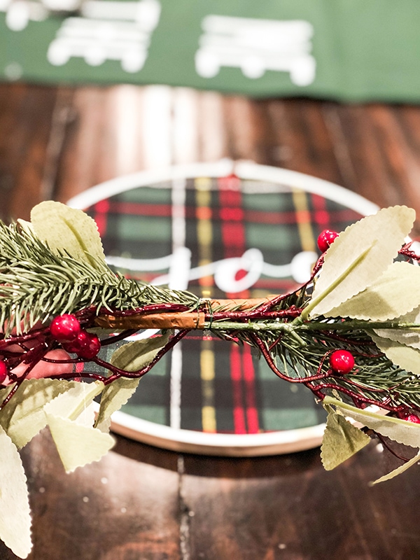 Embroidery Hoop Craft with Christmas Wreath Material