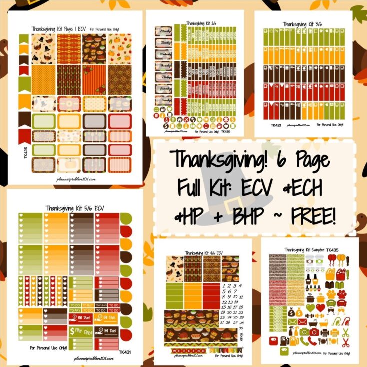 Image for Thanksgiving KIT! | Free Printable Planner Stickers