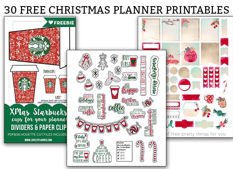 FREE Printable Christmas Coffee Cups Stickers for Planner