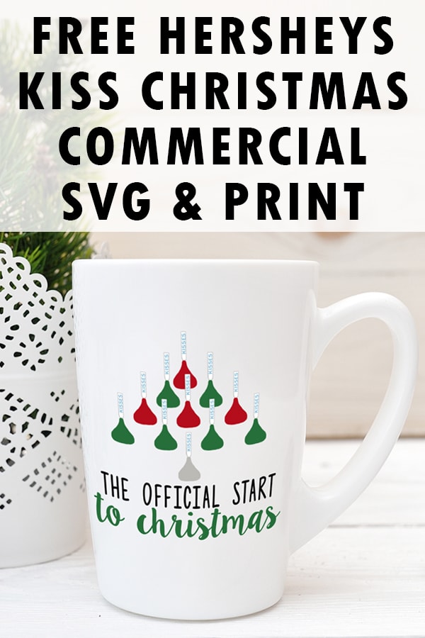 Free Hershey Kiss Christmas Commercial SVG and Print! Silhouette Christmas file included, too! This adorable free Christmas SVG would make a DIY Christmas gift (Christmas mug, shirt, etc). And the free Christmas print would like great framed and hung for the holidays. #silhouette #christmasDIY #freesvg