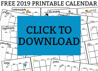 2019 Printable Calendar