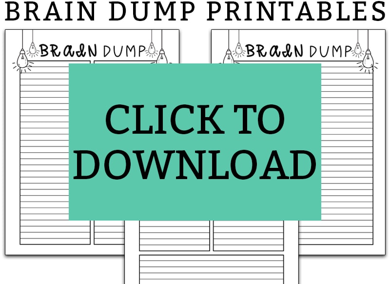 Brain dump template. Download these free brain dump planner printables. Use them organize your thoughts. #braindump #organization #plannerprintables