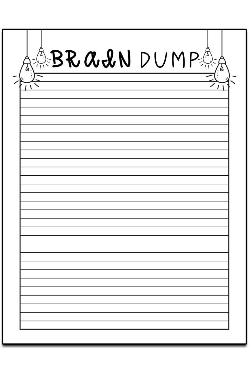 Brain dump template. Download these free brain dump planner printables. Use them organize your thoughts. #braindump #organization #plannerprintables