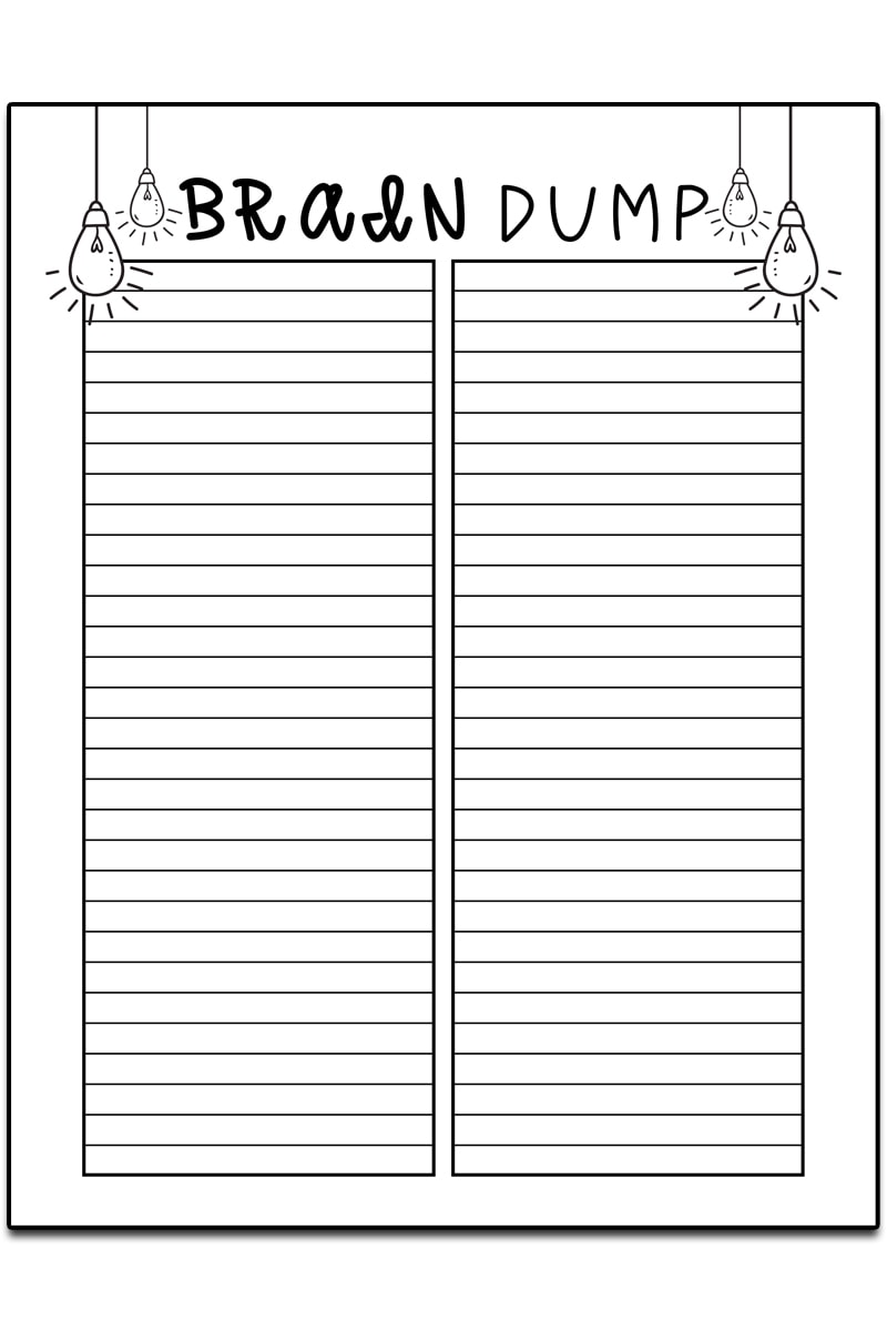 Brain dump template. Download these free brain dump planner printables. Use them organize your thoughts. #braindump #organization #plannerprintables