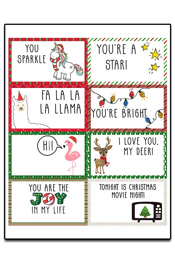 Christmas Lunch Notes - Free Printable Lunchbox Notes