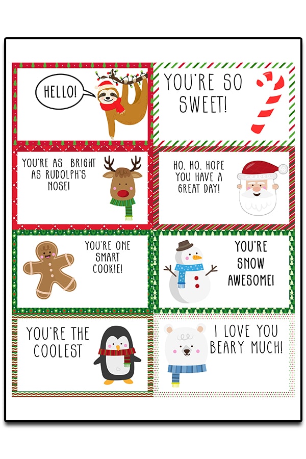 Christmas Lunch Notes - Free Printable Lunchbox Notes