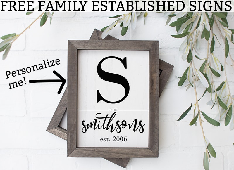 Family established signs. Download these free personalized family wall art today and make farmhouse style wall art for your home or a friend's as a gift. It would make a great anniversary or wedding gift. Just print and frame! #wallart #freeprintable #farmhousestyle