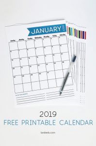 Free 2019 Calendars. Get yourself organized this year with a free 2019 calendar and 2019 planner accessories and stickers. #calendar #planner