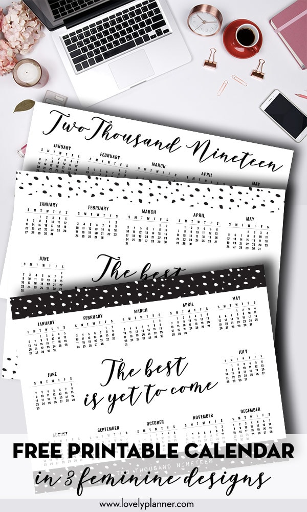 Free 2019 Calendars. Get yourself organized this year with a free 2019 calendar and 2019 planner accessories and stickers. #calendar #planner 