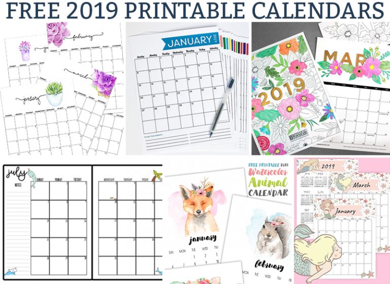 Free 2019 Calendars. Get yourself organized this year with a free 2019 calendar and 2019 planner accessories and stickers. #calendar #planner