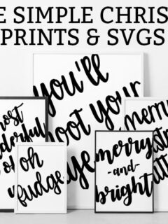 Free Christmas Printables. Download these 5 simple Christmas prints and SVGs. They're simple enough to go with any design. #cricutcrafts #christmascrafts #freeprintables