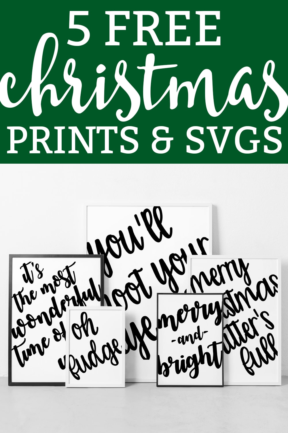 Free Christmas Printables. Download these 5 simple Christmas prints and SVGs. They're simple enough to go with any design. #cricutcrafts #christmascrafts #freeprintables