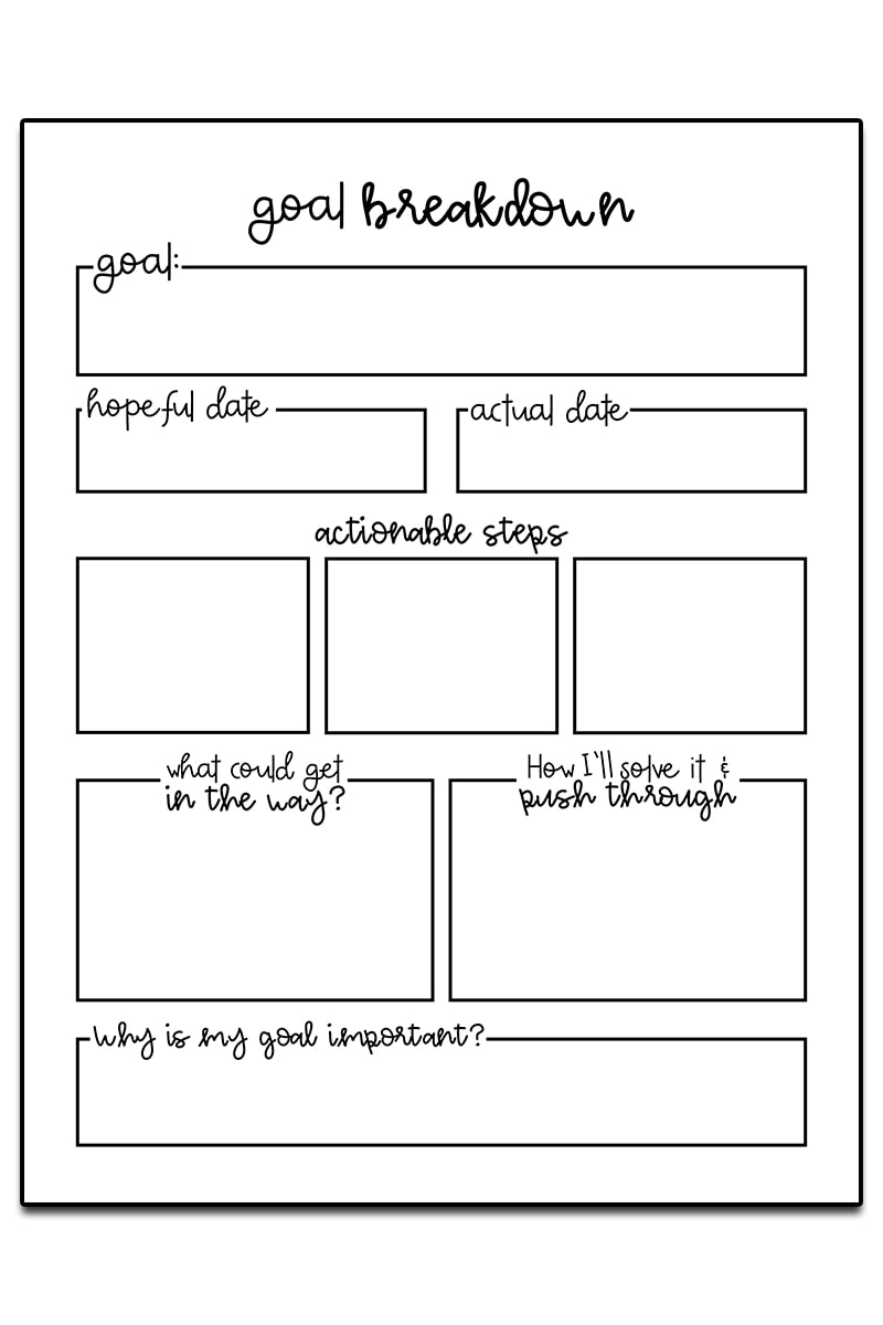 Printable Goal Setting Worksheets For Students