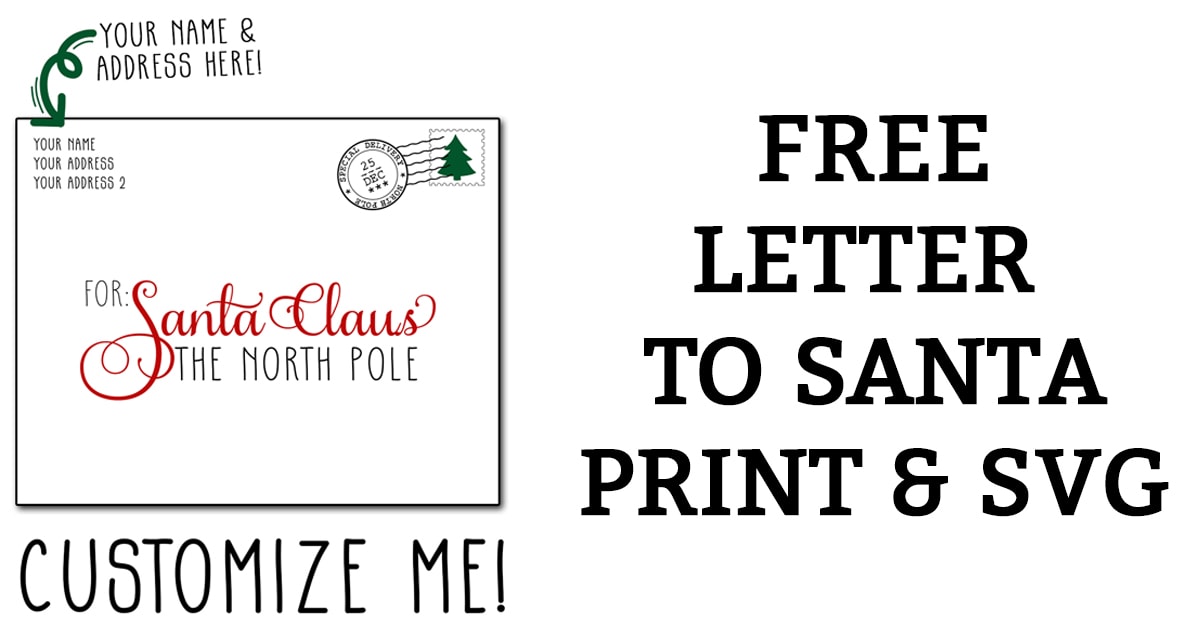 Free Letter to Santa SVG and Print. Silhouette file also included. It's a great Christmas Silhouette or Cricut craft. Make a personalized Christmas sign for yourself, family, or friends. #christmascraft #freesvg #silhouette