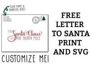 Free Letter to Santa SVG and Print. Silhouette file also included. It's a great Christmas Silhouette or Cricut craft. Make a personalized Christmas sign for yourself, family, or friends. #christmascraft #freesvg #silhouette
