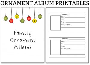 Ornament Album Printables - Download these free printables to create your own family ornament album. Track all of the ornaments you receive and all of their details. #christmas #christmasprintables
