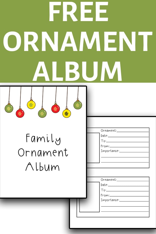 Ornament Album Printables - Download these free printables to create your own family ornament album. Track all of the ornaments you receive and all of their details. #christmas #christmasprintables