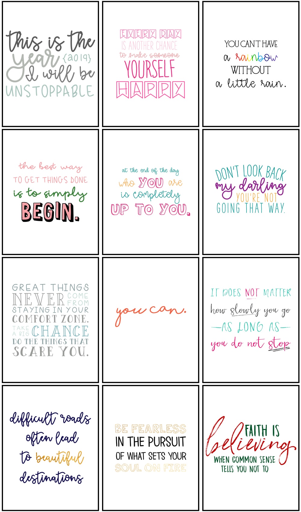 Planner dividers. Download this set of inspirational planner dividers. There is one quote for each month of the year and three designs of each. Bring a little inspiration to your planner! #planneraddict #plannerlover #happyplanner