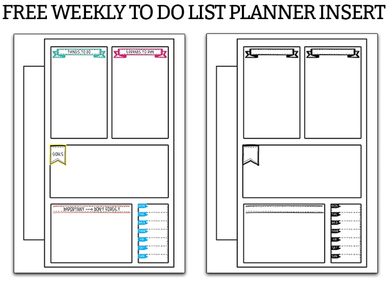 Weekly To Do List. Print this free weekly to do list planner printable. It's the perfect free planner insert to keep track of your to dos each week. There are 4 options available. #organization #plannerprintables