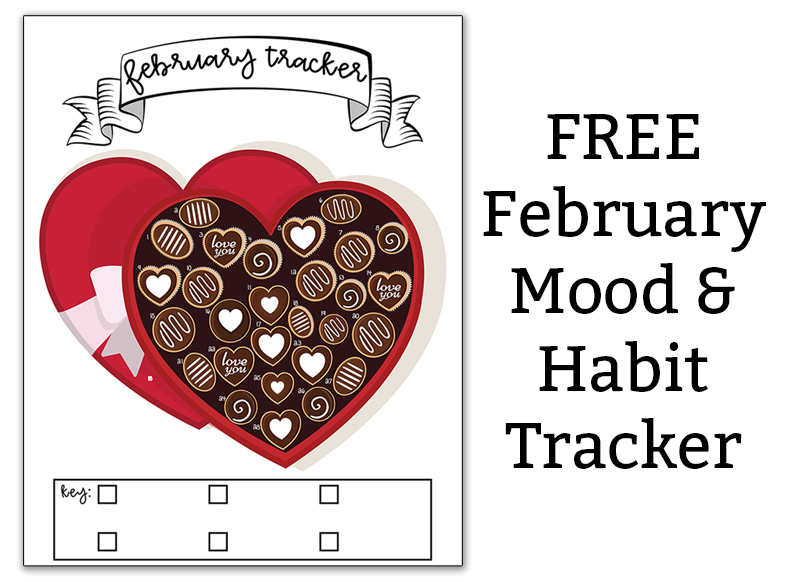 February Mood Tracker and Habit Tracker. Download this free February mood tracker or use it as a February habit tracker. It's a bullet journal style habit tracker. #bujo #plannerlover