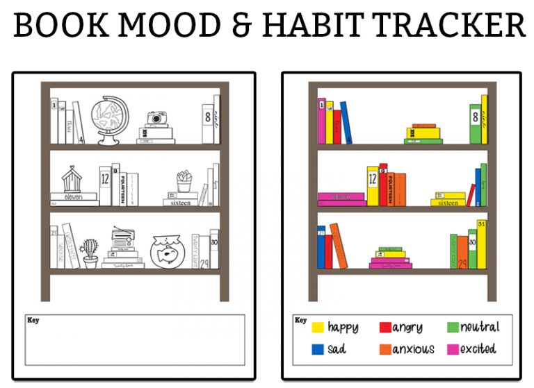 Book-Themed Mood Tracker and Habit Tracker - 2 Free Designs