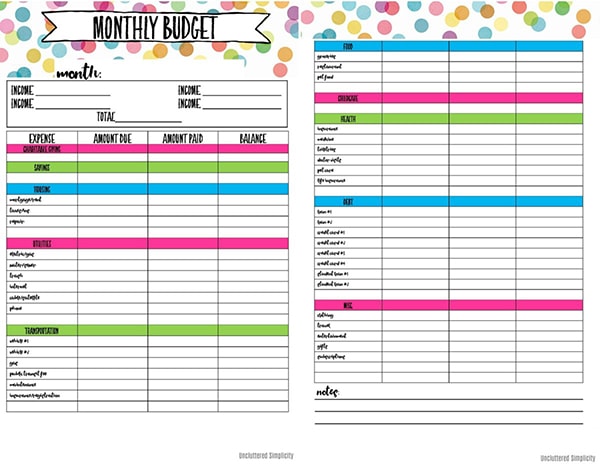 Free Budget Planner Template from momenvy.co