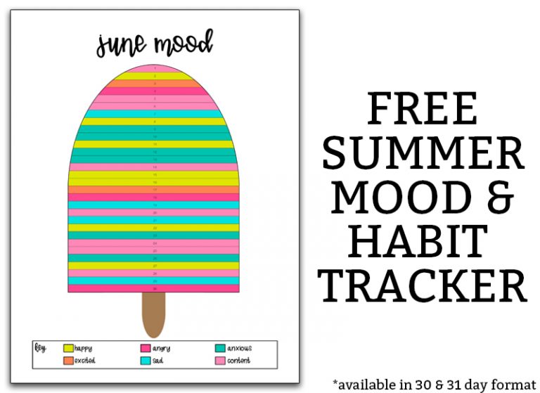 Free Popsicle Summer Mood Tracker and Habit Tracker