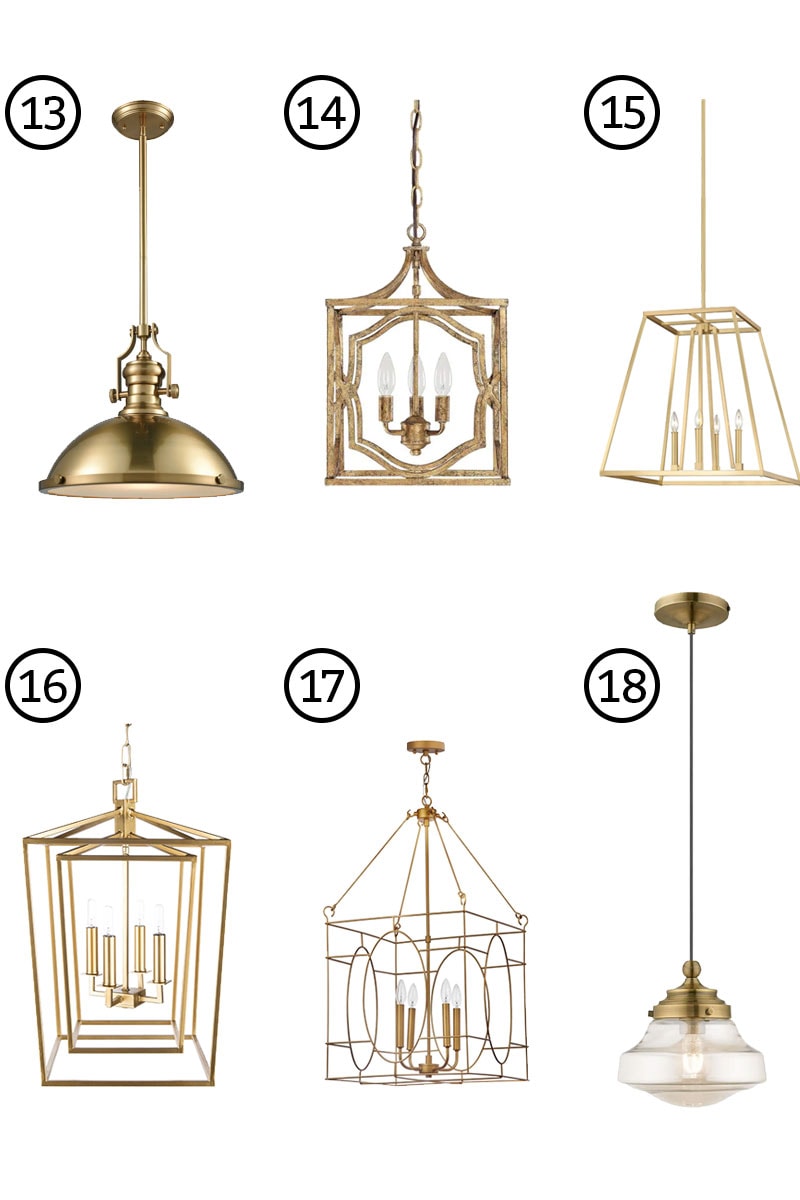 brushed gold kitchen pendant lights