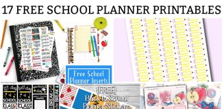 Free School Planner Printables Free school planner printables main image including pictures of various planner freebies including pencil stickers, apple sticker and die cut, etc.