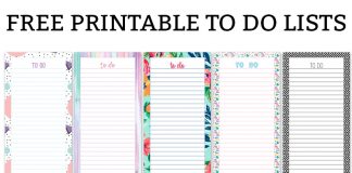 Printable To Do Lists – 5 Different Designs in Various Sizes image of free printable to do lists - each has a different background, lined paper, and says to do at the time.