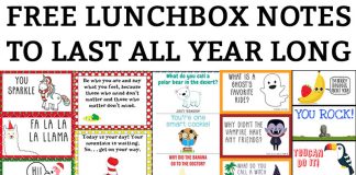 Lunch Notes for Kids – Free Printable Lunchbox Notes This image includes multiple images of different lunch notes for kids. It has the title: lunchbox notes to last all year long.