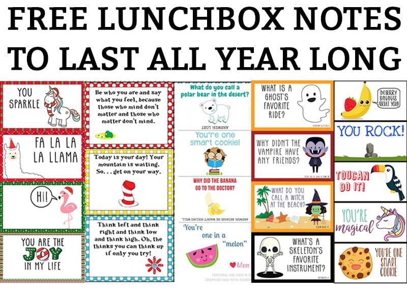 Lunch Notes for Kids Free Printable Lunchbox Notes