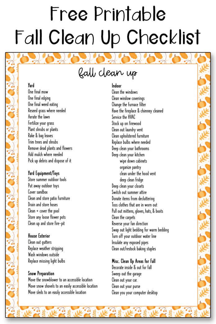 Fall Clean Up - Free Checklist to Prepare your House for Fall