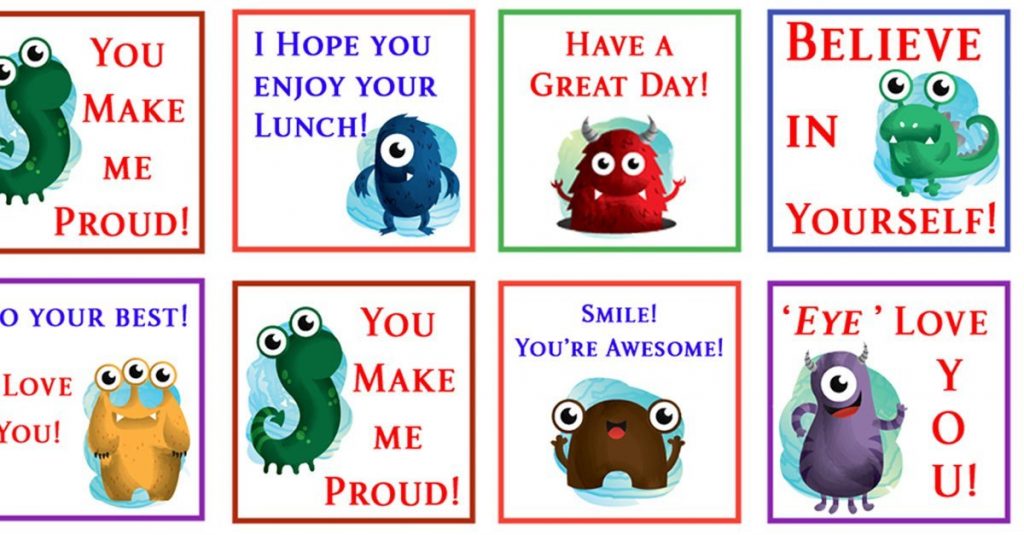 Lunch Notes for Kids - Free Printable Lunchbox Notes