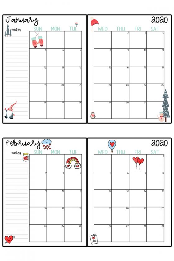 2020 Calendar Printable - Free Printable 2020 Monthly Calendar