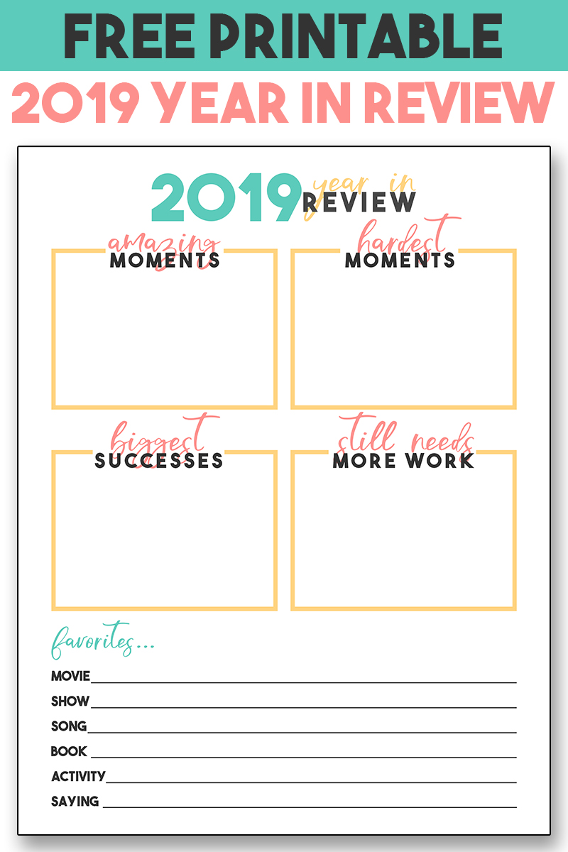 2019 Year in Review Printable