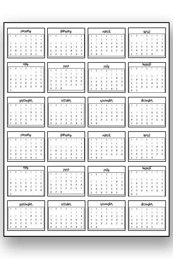 print mini calendar