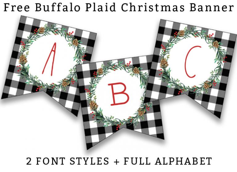 Buffalo Plaid Christmas Banner - Free Printable Christmas Banner