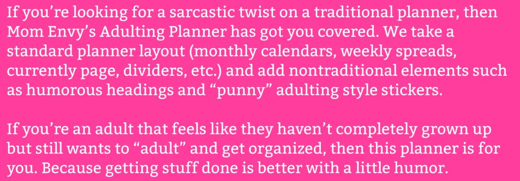 Adulting Planner - Because Getting Stuff Done is Better with a Little Humor  - Mom Envy