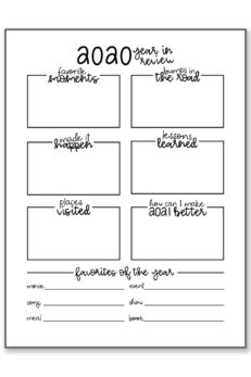 2020 Year in Review Printable