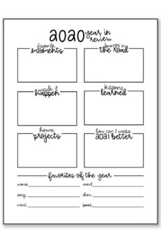 2020 Year in Review Printable