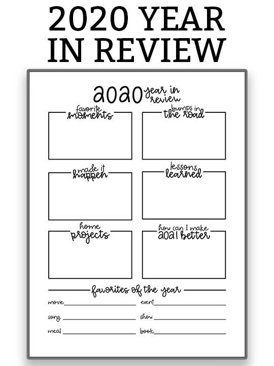 2020 Year in Review Printable