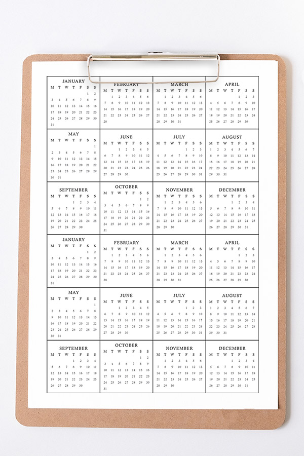 This image is to show an example of one of the mini calendar printables that you can download for free within this post.