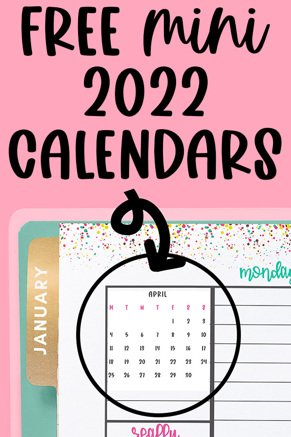 This image is to show an example of one of the mini calendar printables in use that you can download for free within this post.