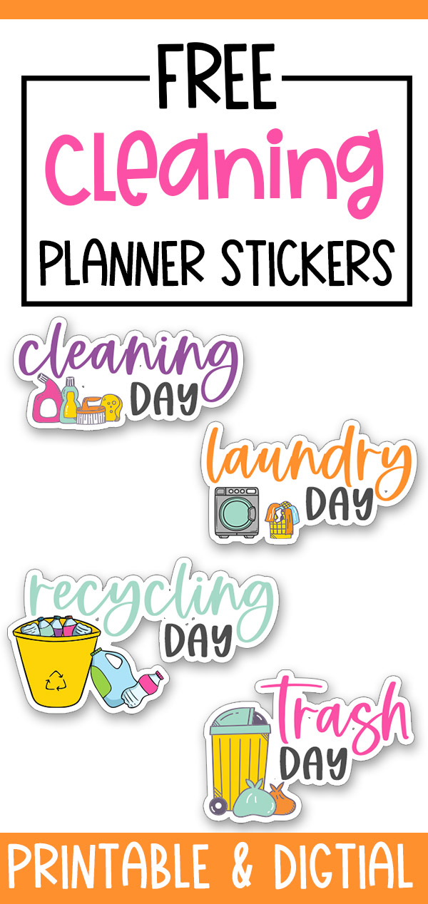 Free Cleaning Stickers for Planners - Digital Planner Stickers Included
