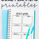 At the top it says free 2023 goal planning printables. Below is an image that shows one of the pages from the goal setting worksheets printables for 2023.