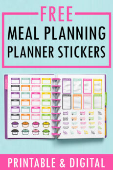 Meal Planning Stickers - Free Printable & Digital Menu Planning Stickers