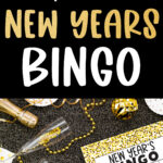 This image shows one of 40 free New Years Bingo cards you can download at the end of this post. This image represents just one of the cards you can get for free - there are 40 unique designs available.