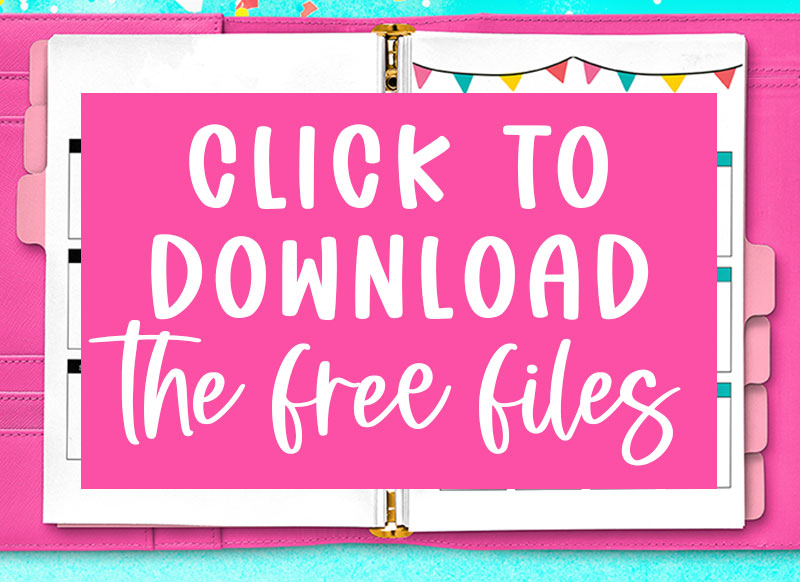 This large image says CLICK TO DOWNLOAD THE FREE FILES in white on a pink rectangle. This is the image you click to get to the members only page where you can download the free files for this blog post.
